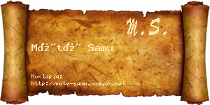 Máté Samu névjegykártya